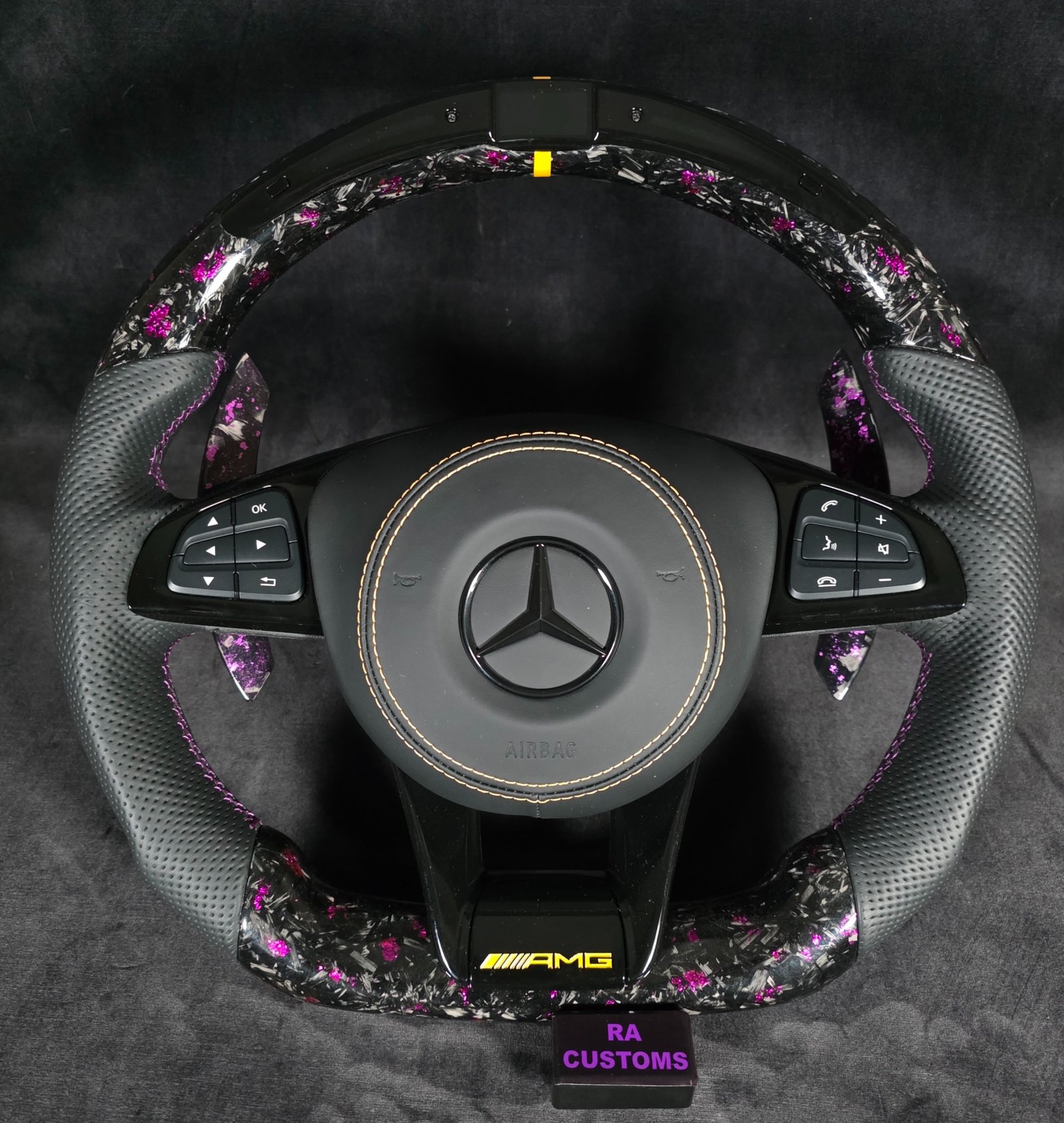 Forged Carbon Purple flakes AMG LED Steering wheel - Image 7