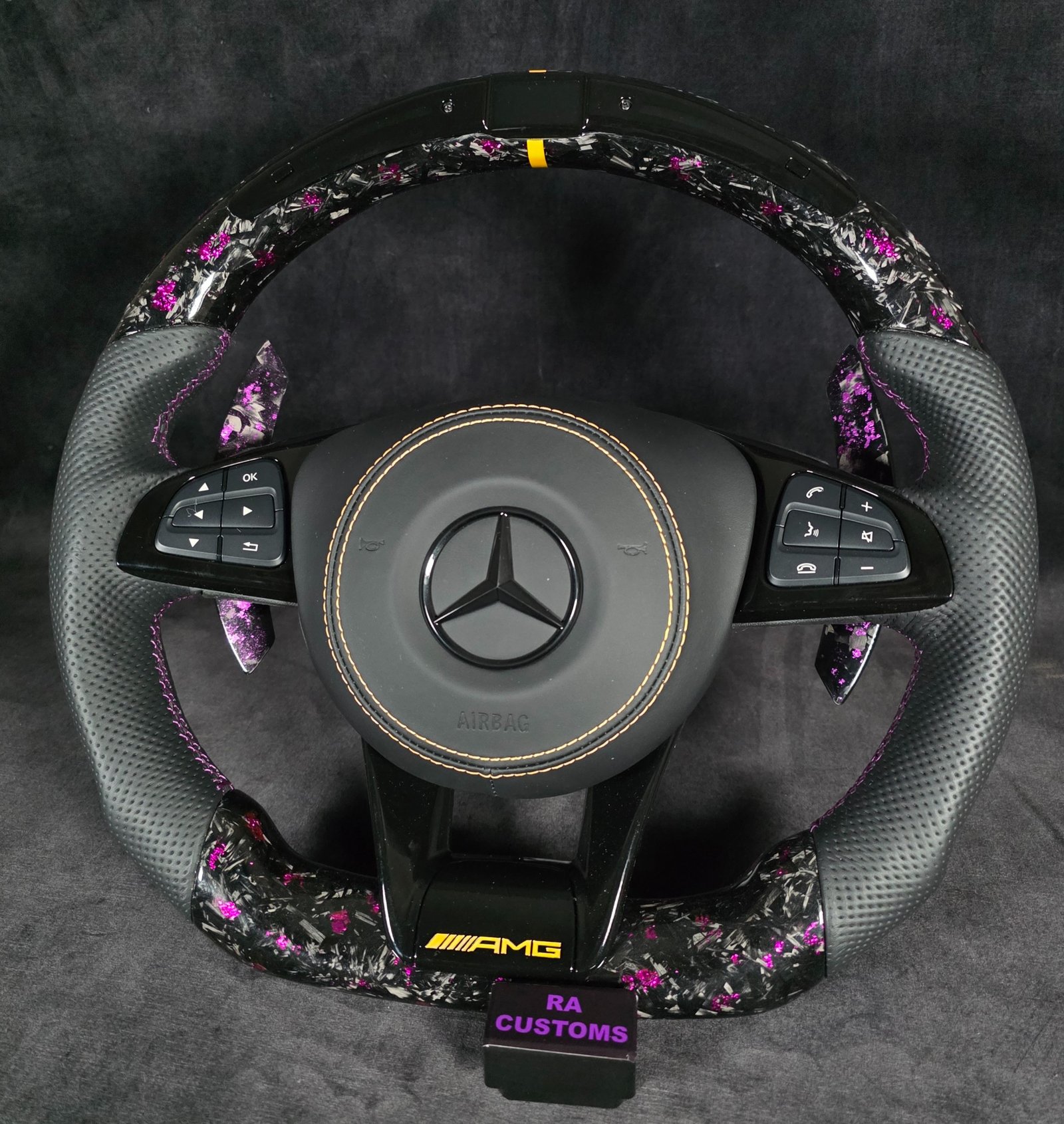 Forged Carbon Purple flakes AMG LED Steering wheel - Image 5
