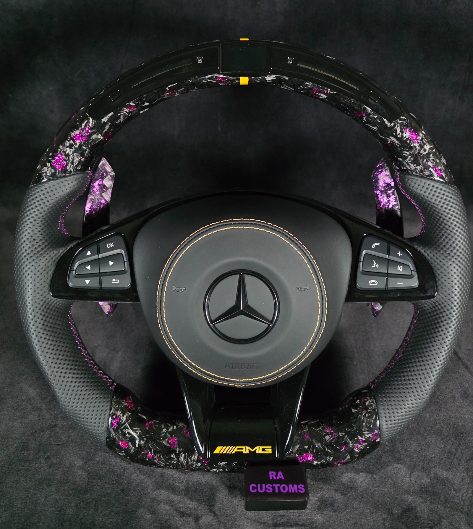 Forged Carbon Purple flakes AMG LED Steering wheel - Image 3