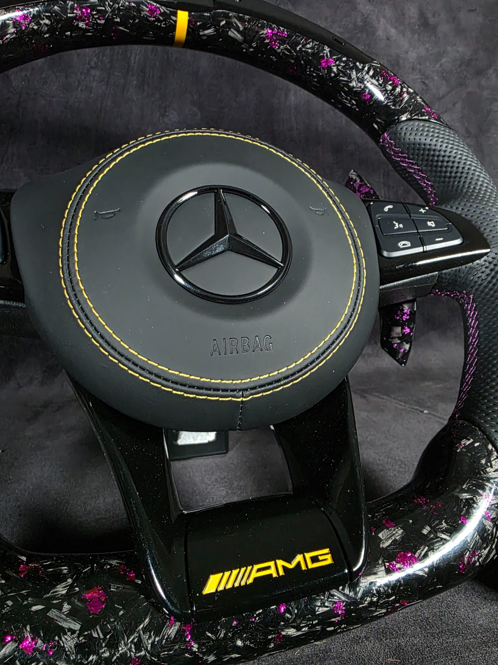Forged Carbon Purple flakes AMG LED Steering wheel - Image 2